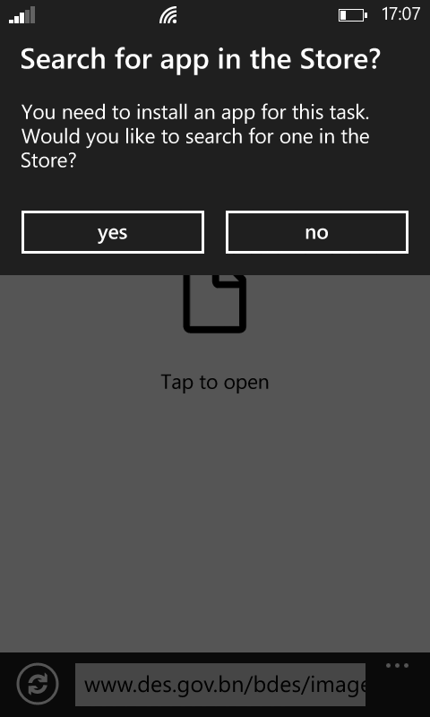 Windows Phone - opening unrecognized files